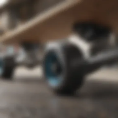 Close-up of skateboard trucks highlighting their construction