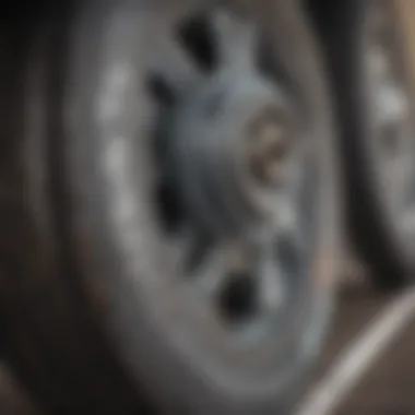 Close-up of worn-out skate wheels indicating equipment failure