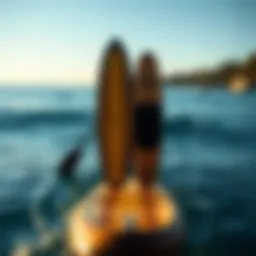 Illustration of stand-up paddle board dimensions highlighting length and width