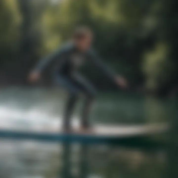 An athlete demonstrating advanced foil boarding techniques on water