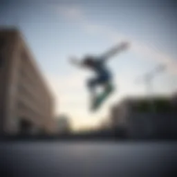 A skateboarder executing a trick in an urban setting