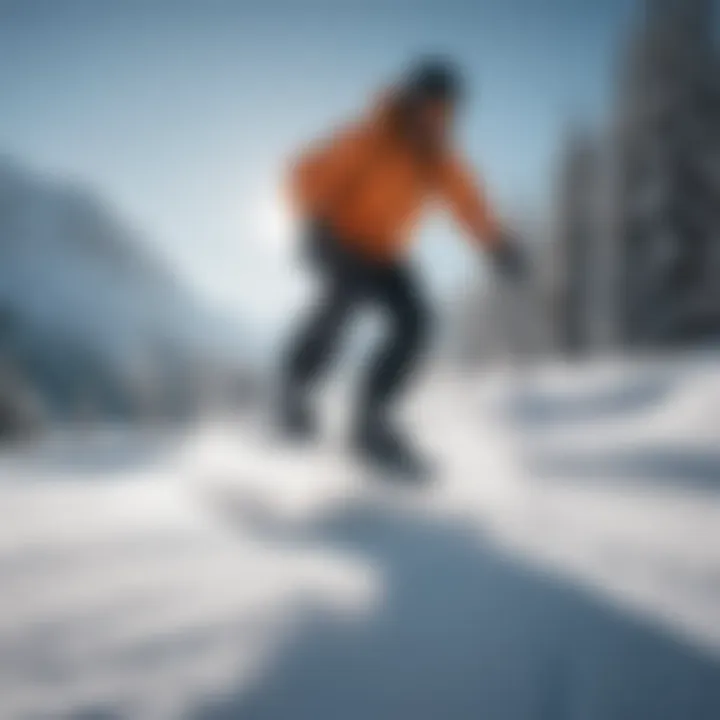 Rider demonstrating techniques on a wide twin snowboard