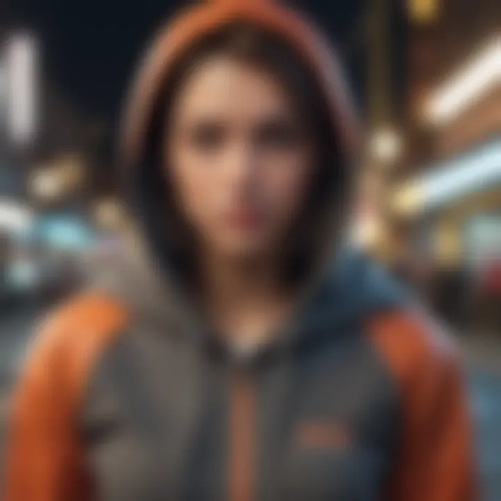 Stylish XS hoodie worn in an urban setting
