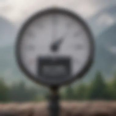 Close-up of an anemometer displaying wind speed readings