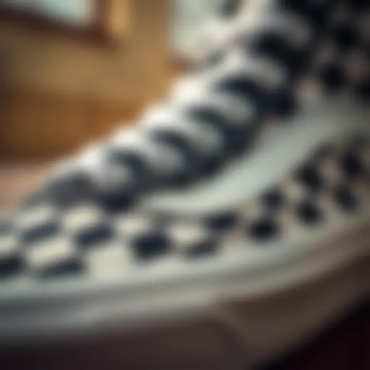 Quality Materials and Craftsmanship A close-up of the Vans Checkerboard High emphasizing its quality materials