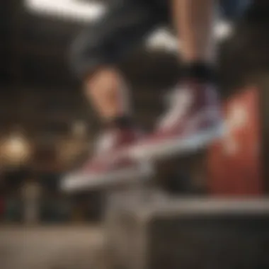 Athlete performing a trick wearing Vans collaboration footwear