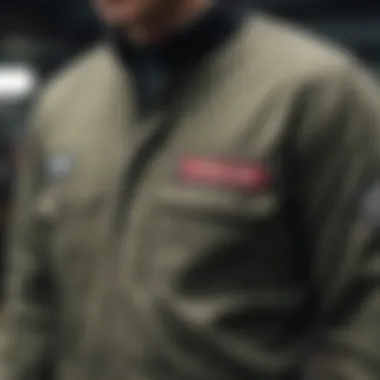 Close-up of Vans coveralls showcasing fabric and stitching details