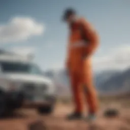 Dynamic outdoor scene featuring Vans coveralls in action