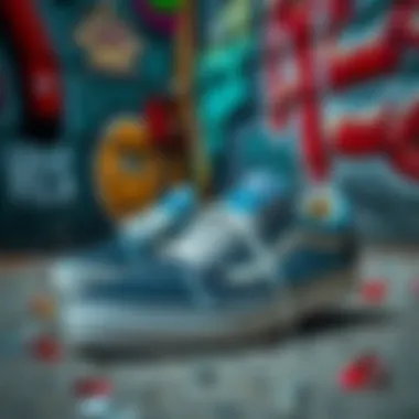 Urban Aesthetics of Vans A stylish pair of Vans shoes surrounded by vibrant urban art