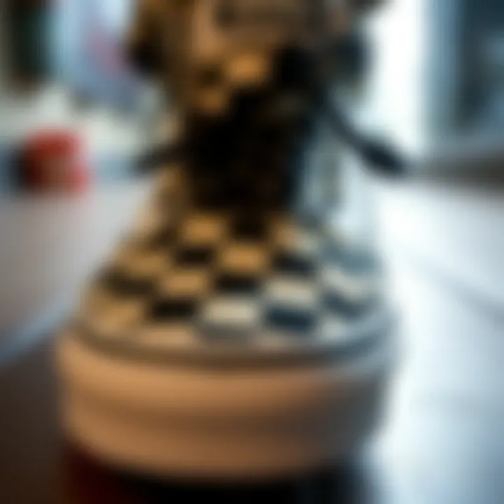 Close-Up of the Iconic Checkered Design Close-up of Vans Old Skool Checkered shoe design