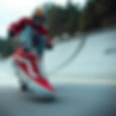 Performance in Action: Vans Old Skool Racing Red Vans Old Skool Racing Red in action during an extreme sport, demonstrating its performance.