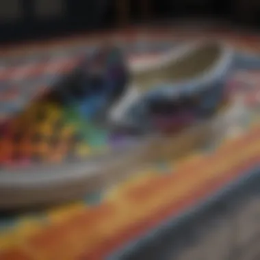 Close-up of Vans Rainbow Checkerboard design highlighting the intricate patterns