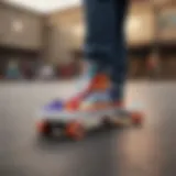 Dynamic skateboarding scene showcasing Vans Rainbow Checkerboard footwear in action