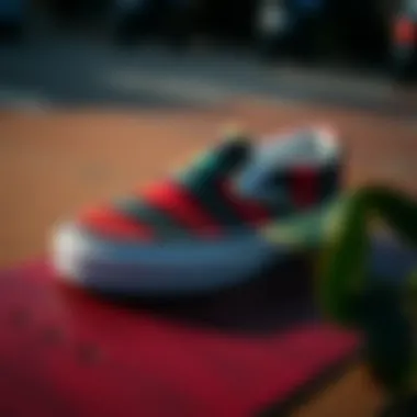 Vibrant Plaid on Skateboard Deck Vans slip-ons showcasing a vibrant plaid pattern on a skateboard deck.