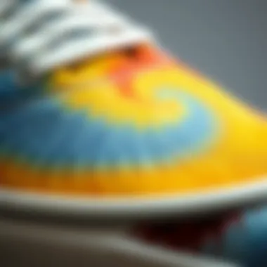 Close-up of Vans tie dye shoe material