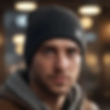 An online shopping interface highlighting the selection of beanies available.