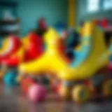 Diverse selection of colorful roller skates displayed