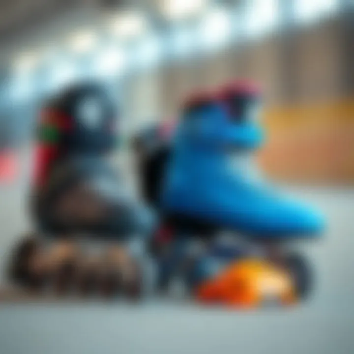 Set of safety gear alongside roller skates