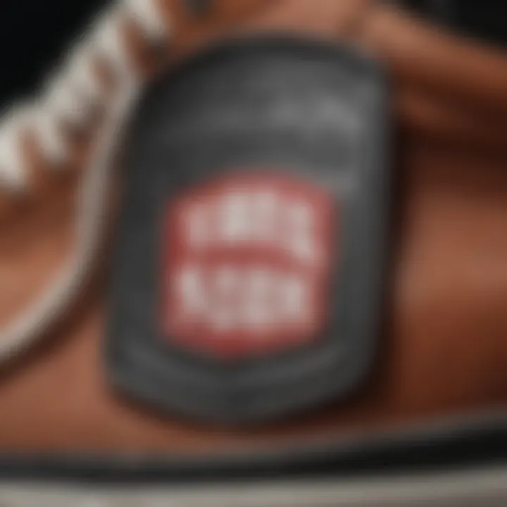 A close-up of a Vans shoe tag indicating authenticity and branding.