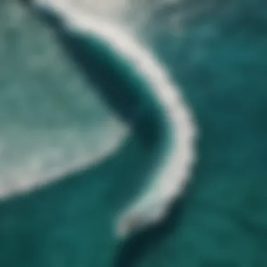 An aerial view of a renowned surf break, illustrating the perfect wave formations