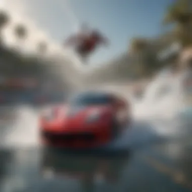 Thrilling Challenges in Wipeout A thrilling moment from the Wipeout game showcasing extreme physical challenges