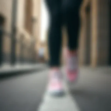 Urban Fashion Featuring Pink and White Vans A fashionable individual wearing pink and white Vans in an urban setting