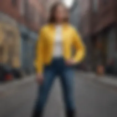 Fashion-Forward Styling with Yellow Dickies Shirt A fashion-forward ensemble featuring the yellow Dickies shirt styled with accessories.