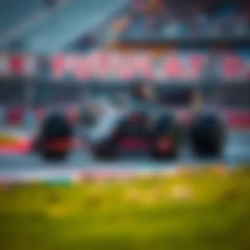 The Thrill of Formula One Racing A sleek Formula One car racing on a vibrant track